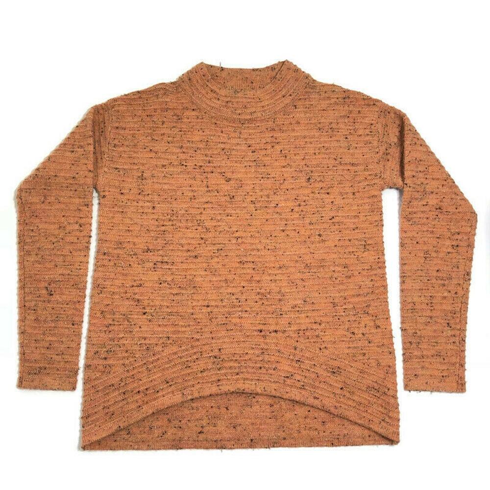 Sundance Wool Blend Knit Sweater Womens XS Speckled Peach Mock Neck High Low
